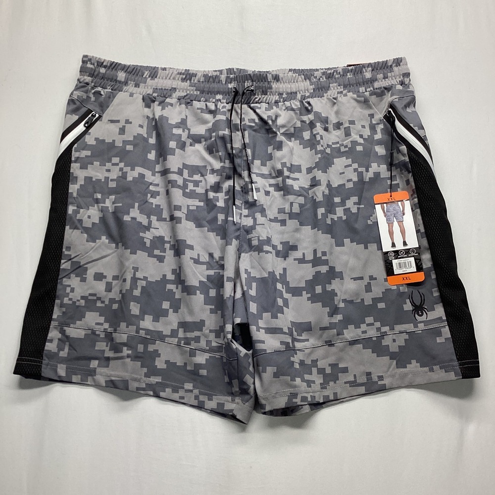 Spyder Mens XXL Gray Digital Camo Athletic Performance Shorts NWT 1668221
